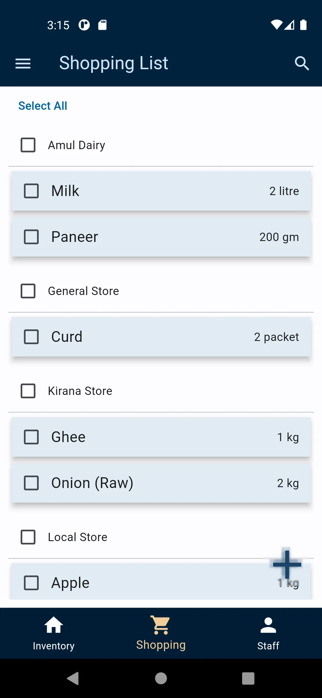Home Maker — shopping list